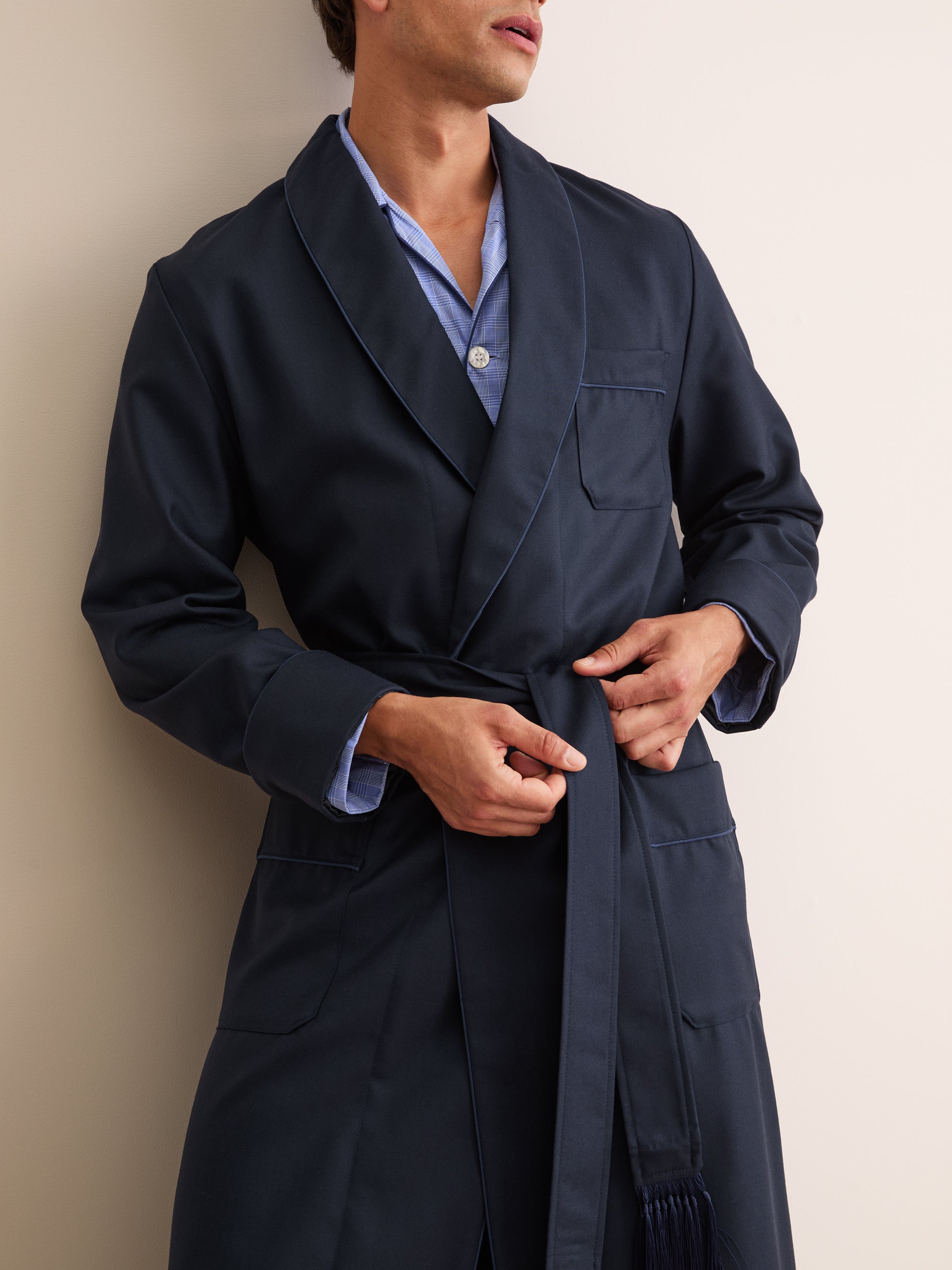 Men's Dressing Gown Westminster 2 Wool Navy