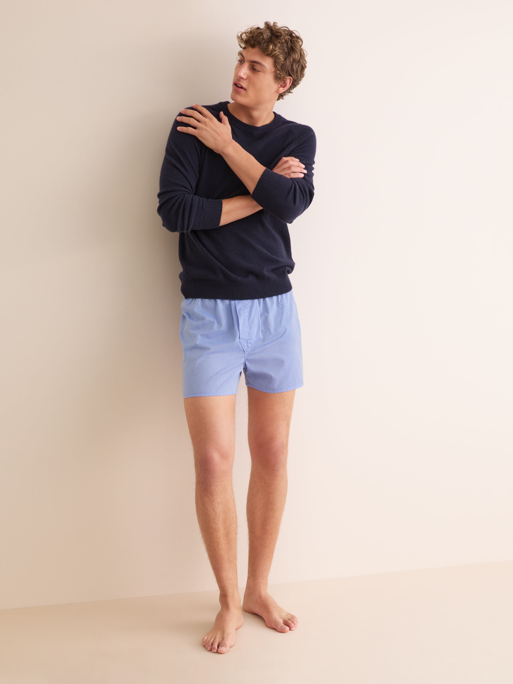 Men's Classic Fit Boxers Amalfi Cotton Batiste Blue