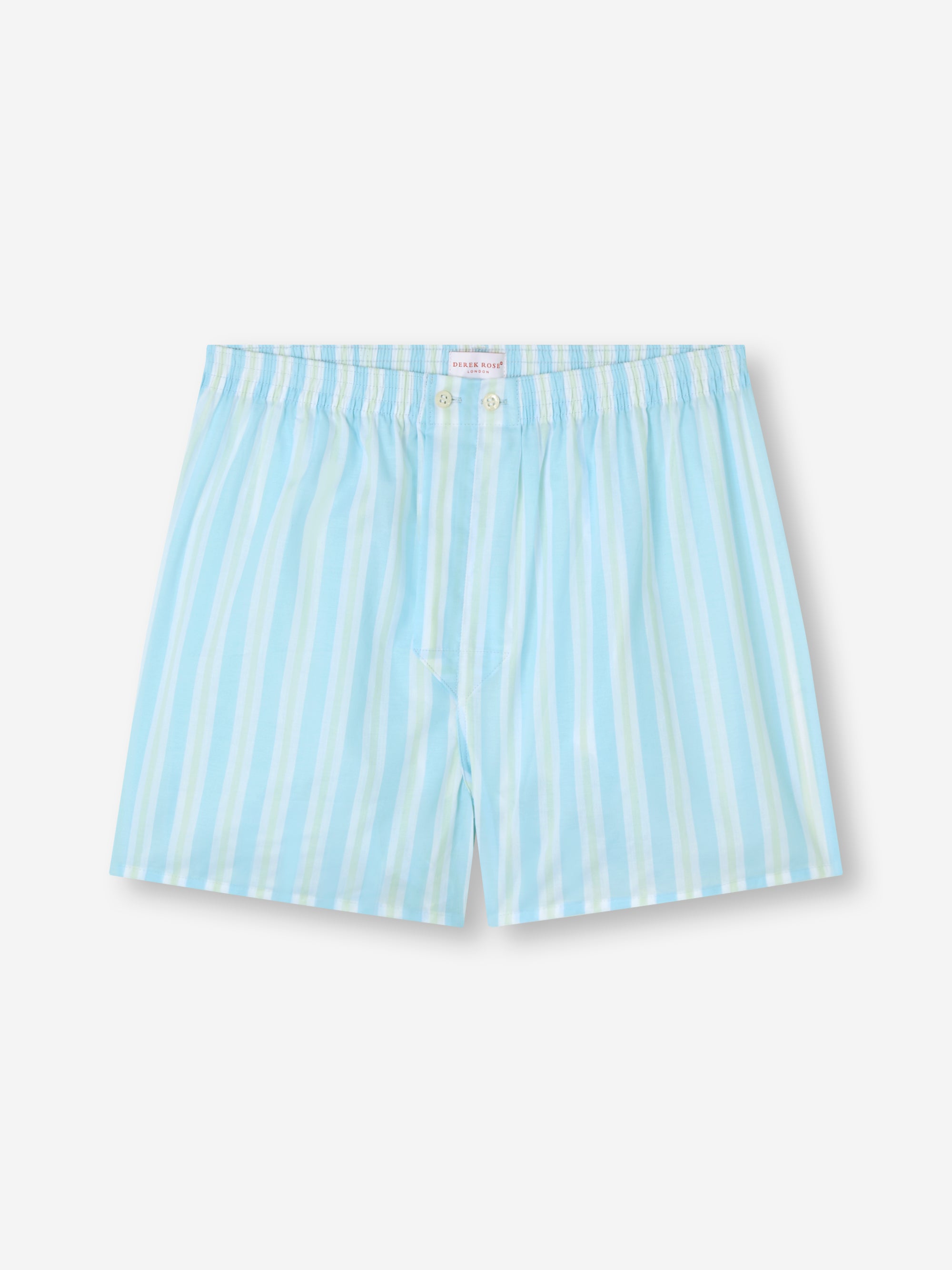 Men's Classic Fit Boxers Amalfi Cotton Batiste Aqua Blue Stripe