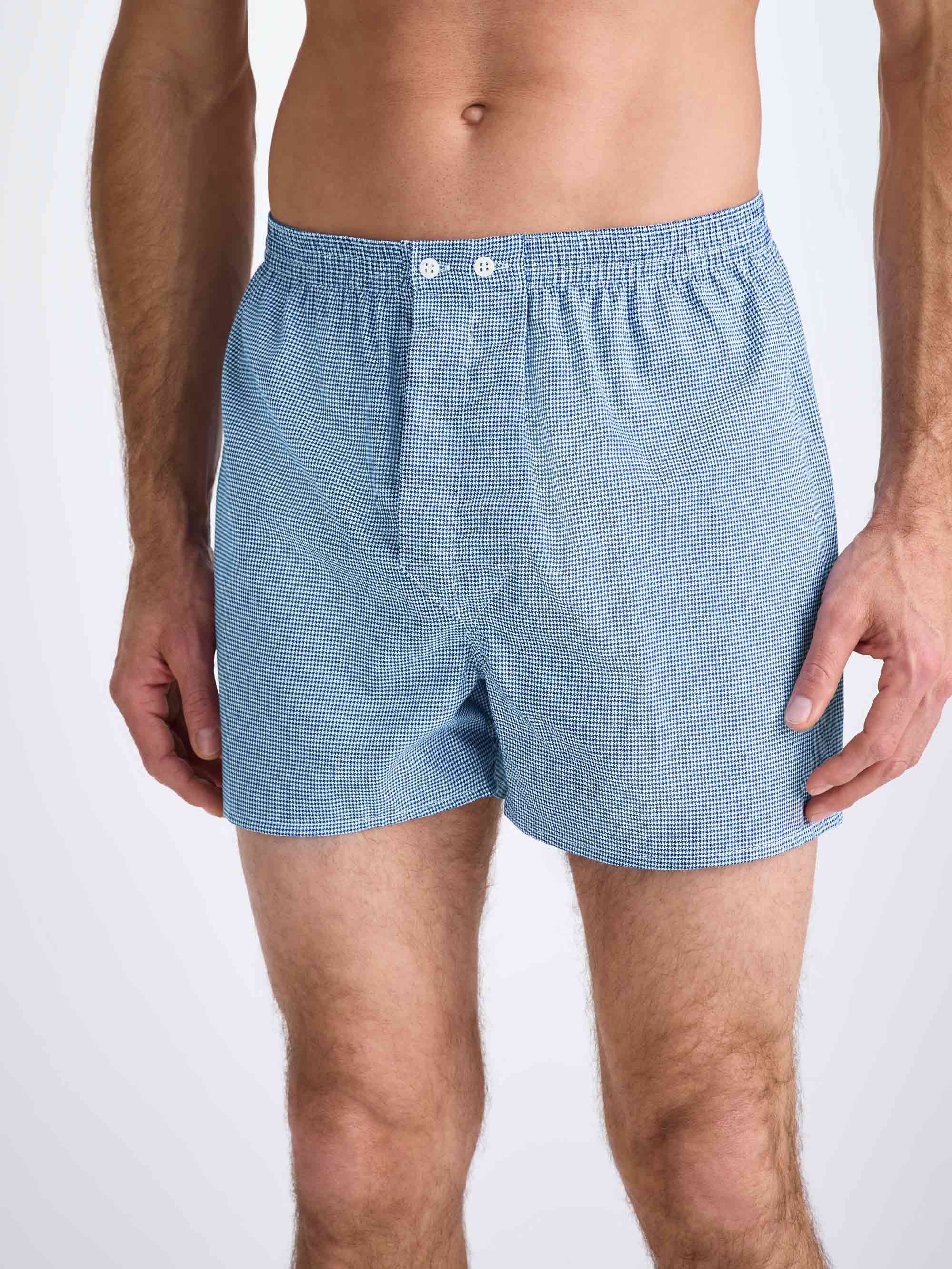 Men's Classic Fit Boxers Cotton Navy Puppytooth Pattern