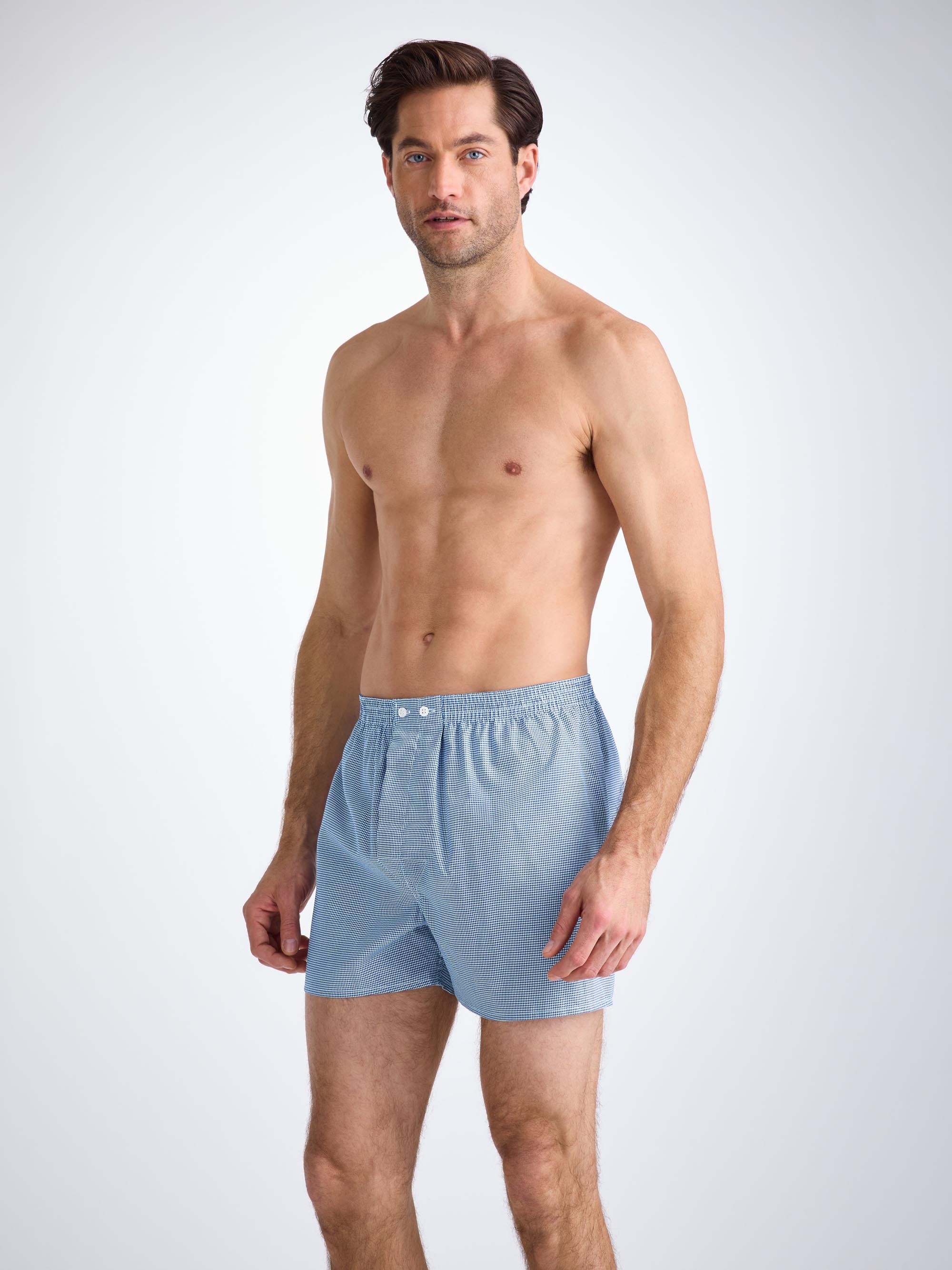 Men's Classic Fit Boxers Cotton Navy Puppytooth Pattern