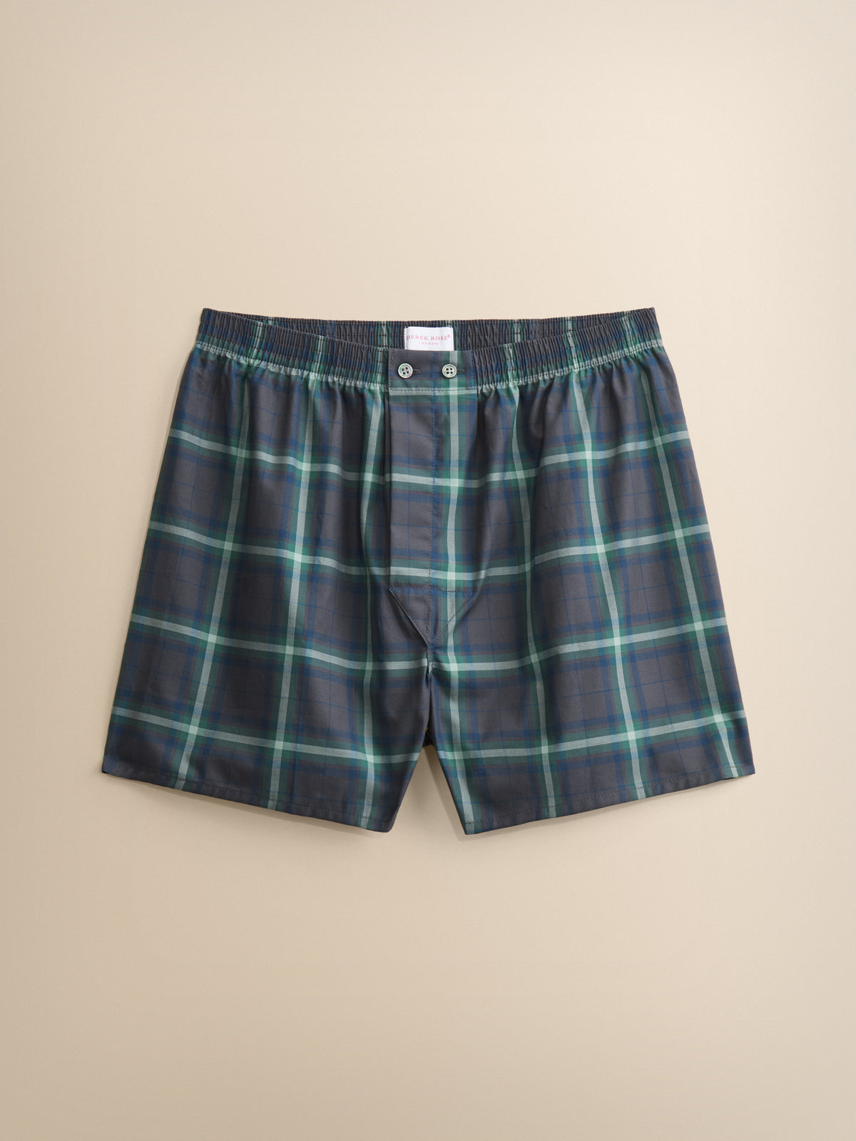 Barker Cotton Classic Fit Boxers Charcoal & Green Check