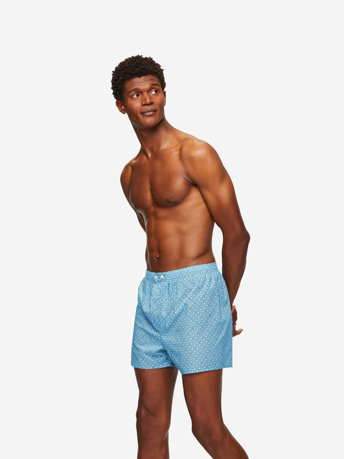 Men's Classic Fit Boxers Ledbury 56 Cotton Batiste Blue