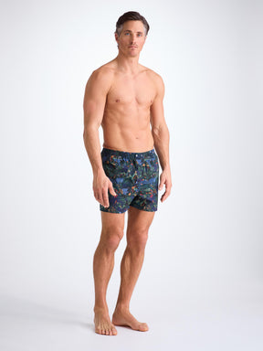 Men's Classic Fit Boxers Cotton Batiste Multi Midnight Jungle Print
