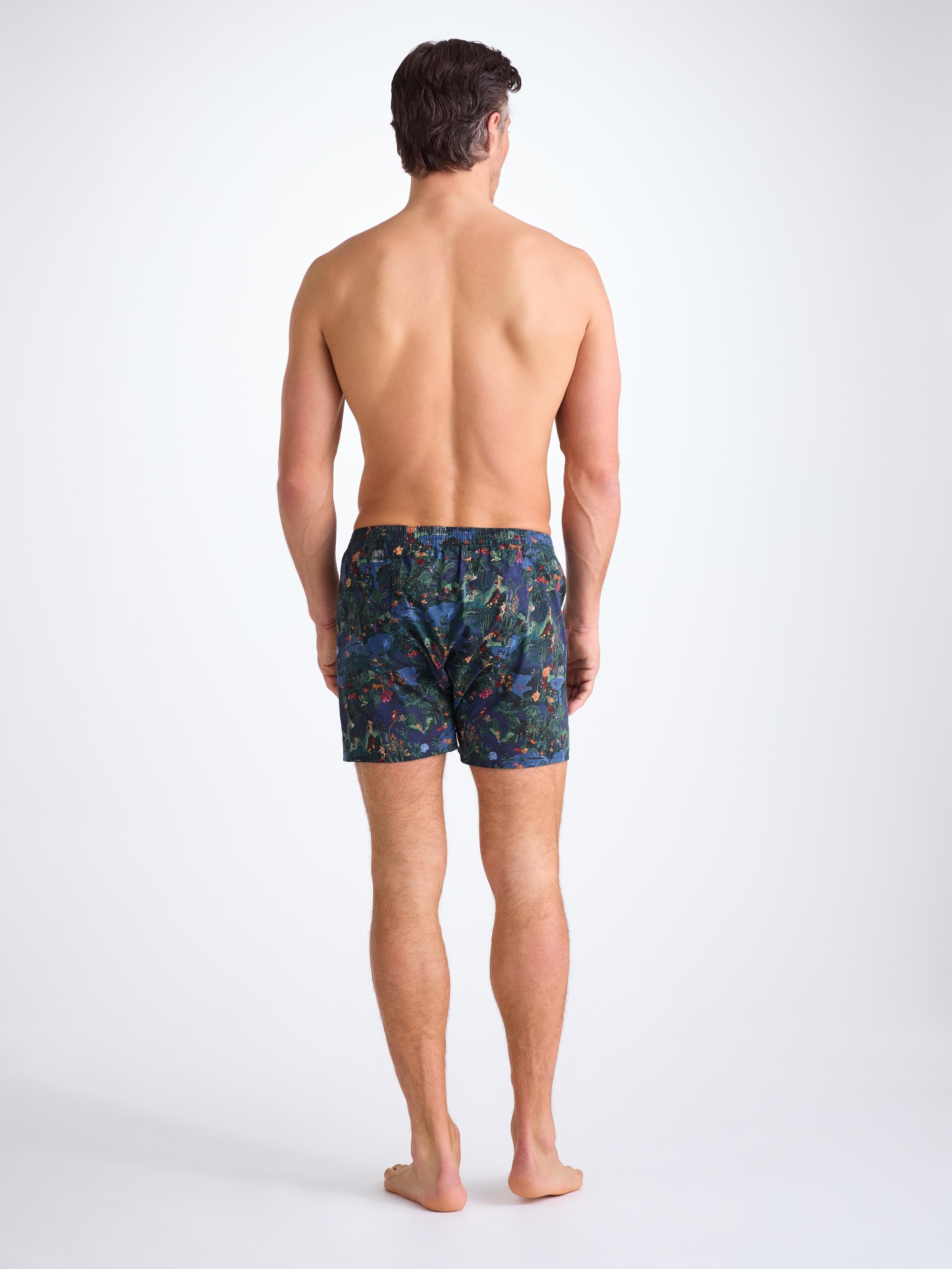 Men's Classic Fit Boxers Cotton Batiste Multi Midnight Jungle Print