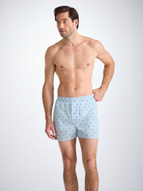Men's Classic Fit Boxers Cotton Batiste Blue Elephant Print