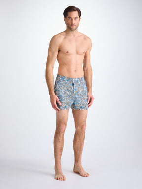 Men's Classic Fit Boxers Cotton Batiste White Jungle Paisley Print