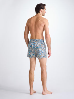 Men's Classic Fit Boxers Cotton Batiste White Jungle Paisley Print