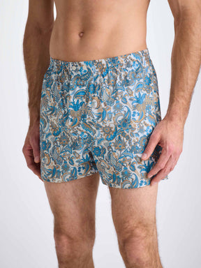Men's Classic Fit Boxers Cotton Batiste White Jungle Paisley Print