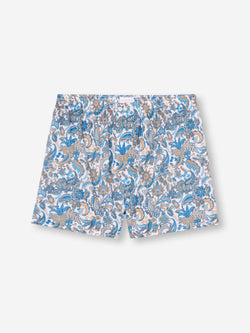 Men's Classic Fit Boxers Cotton Batiste White Jungle Paisley Print