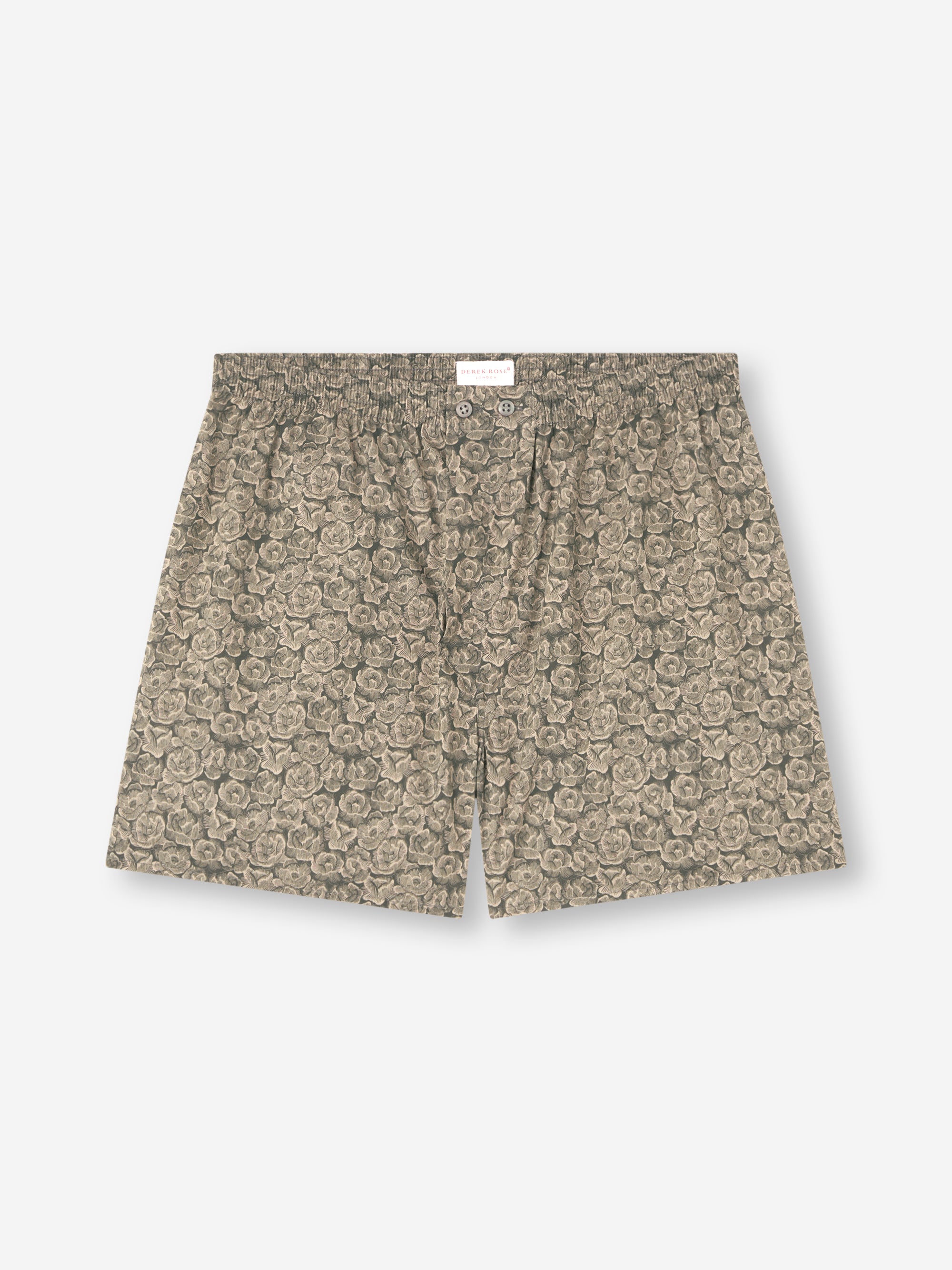 Men's Classic Fit Boxers Cotton Batiste Camo Green Rose Print