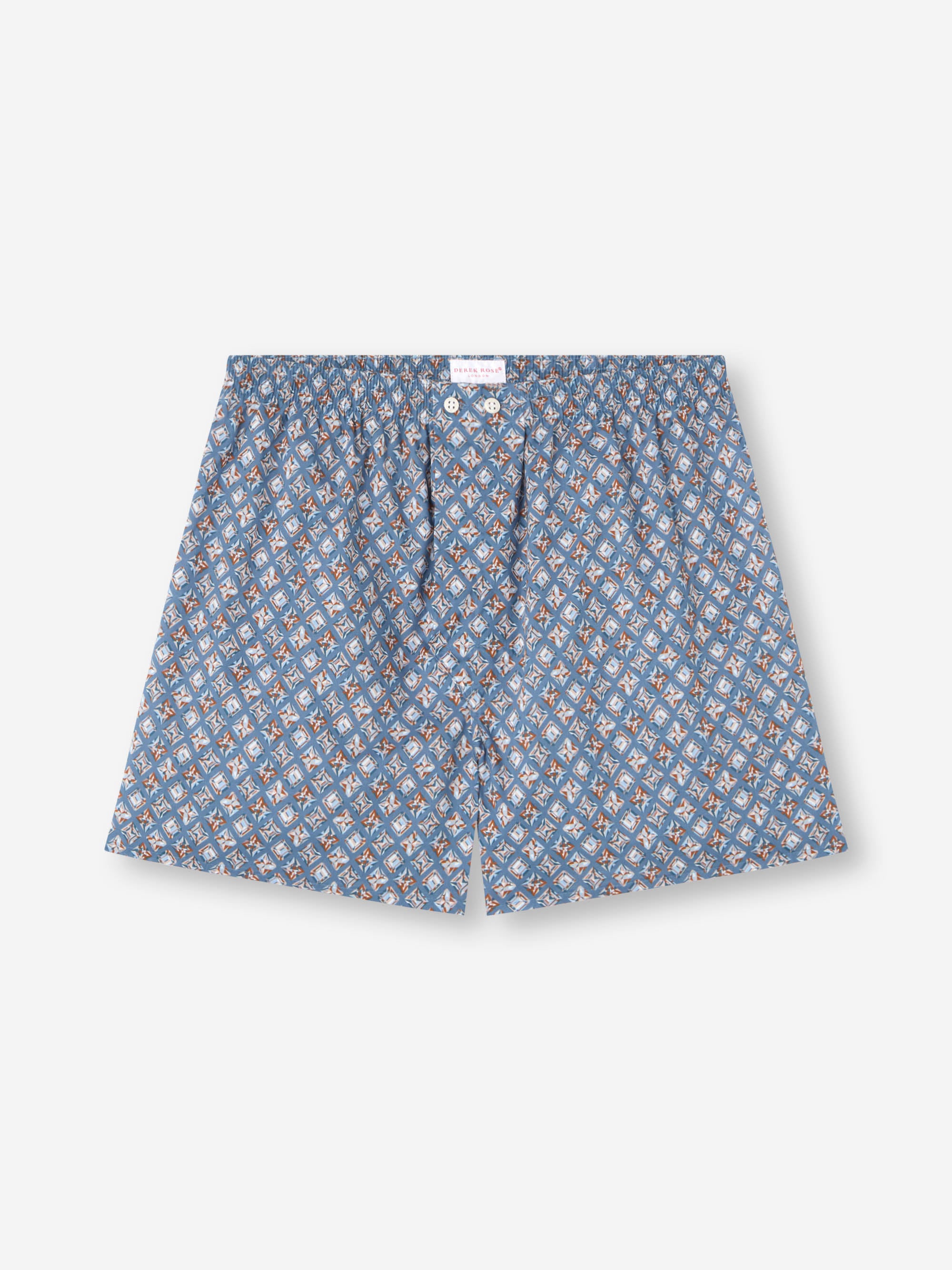 Men's Classic Fit Boxers Cotton Batiste Blue Multicolour Diamond Print