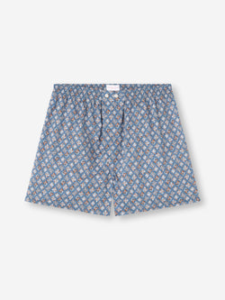 Men's Classic Fit Boxers Cotton Batiste Blue Multicolour Diamond Print