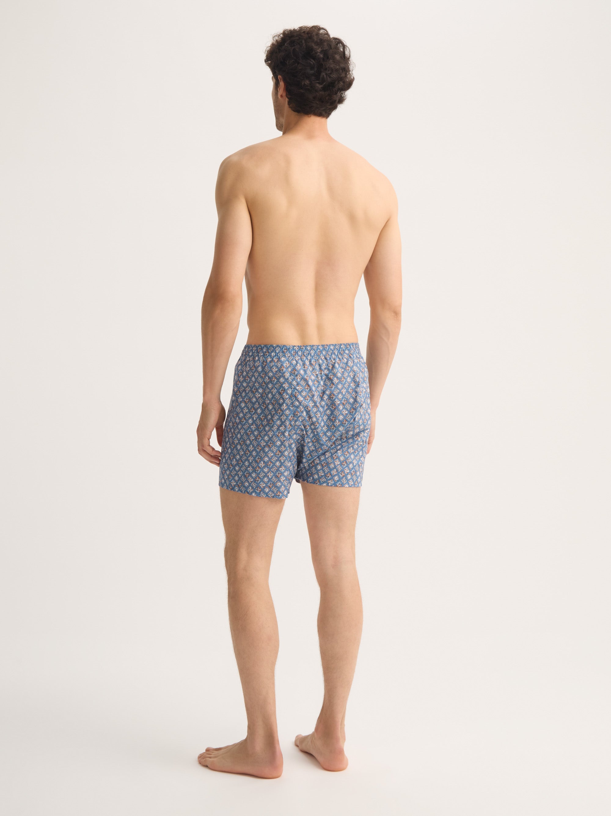 Men's Classic Fit Boxers Cotton Batiste Blue Multicolour Diamond Print