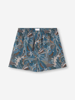 Men's Classic Fit Boxers Cotton Batiste Blue Multicolour Celebration Print