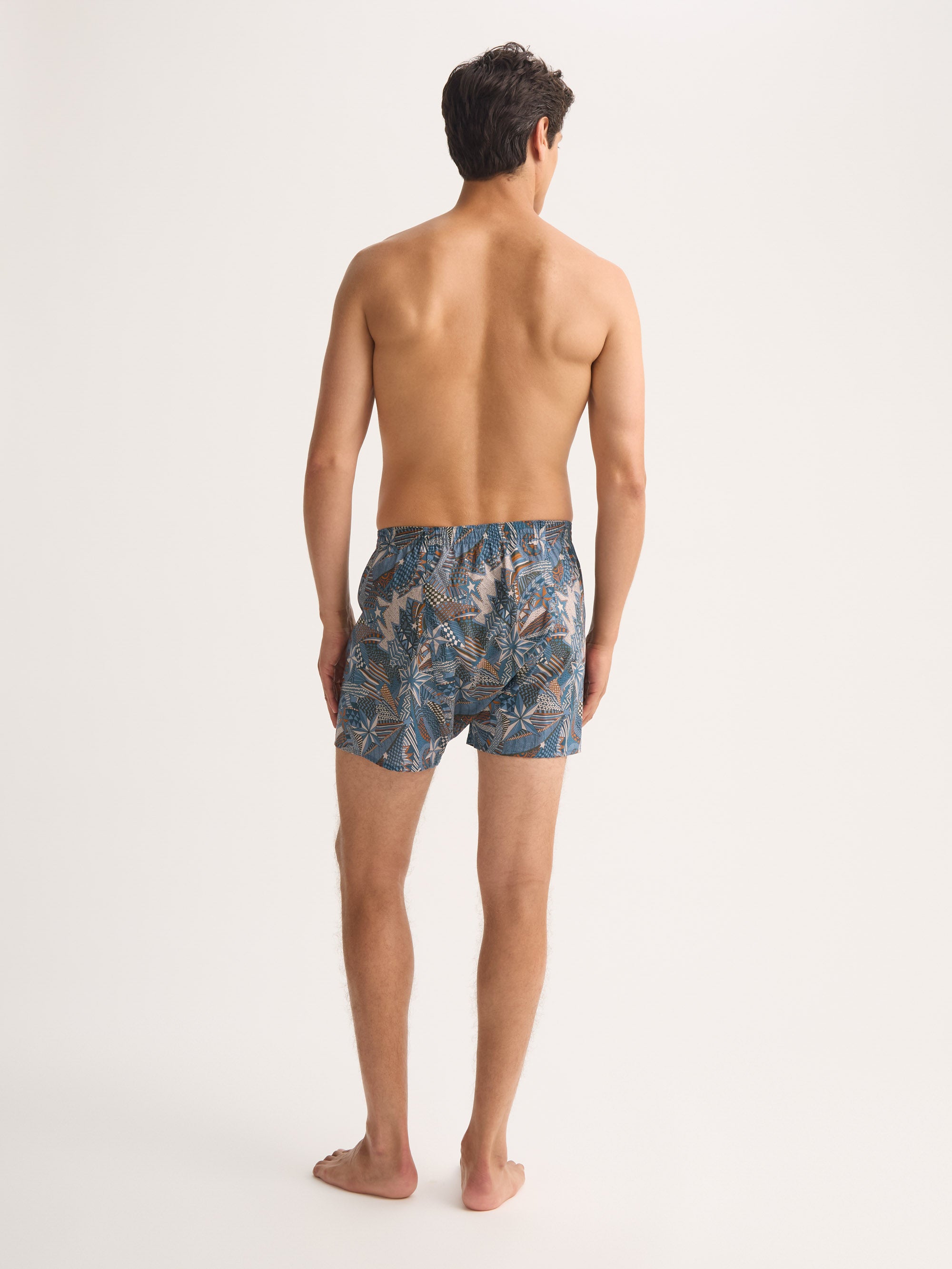 Men's Classic Fit Boxers Cotton Batiste Blue Multicolour Celebration Print