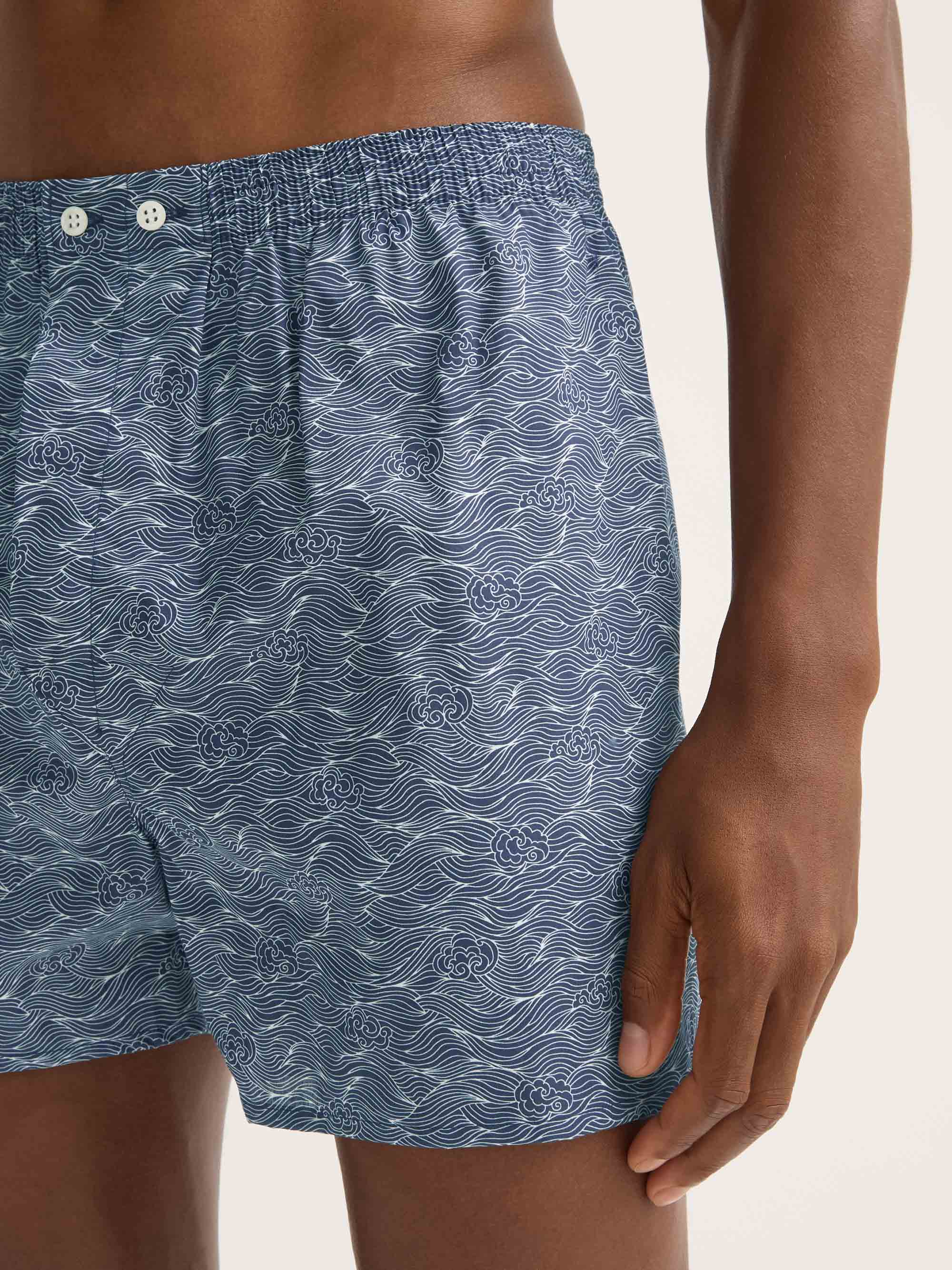 Men's Classic Fit Boxers Cotton Batiste Navy Blue Night Sky Print
