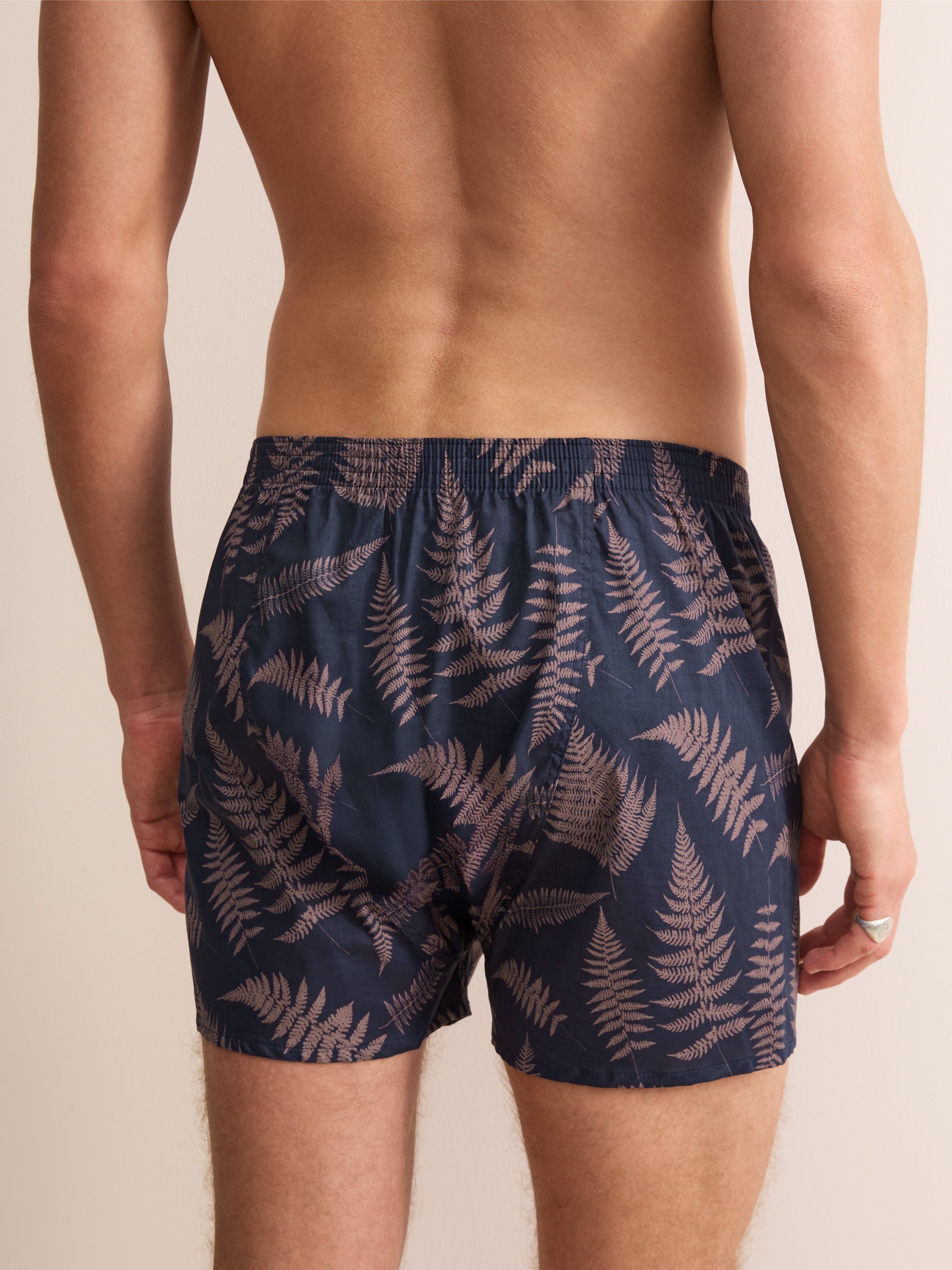 Ledbury Cotton Batiste Classic Fit Boxers Navy & Pink Fern