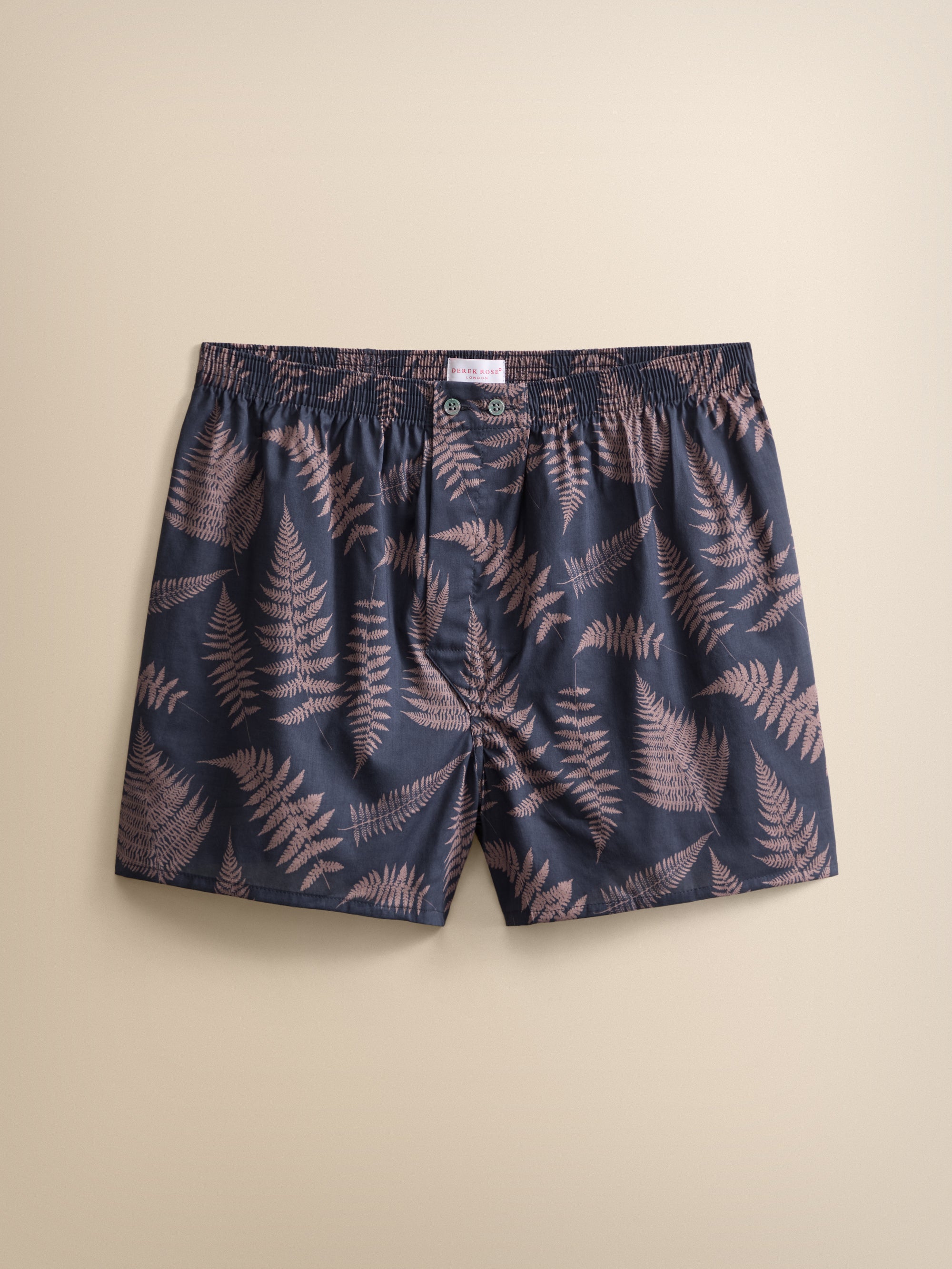 Ledbury Cotton Batiste Classic Fit Boxers Navy & Pink Fern