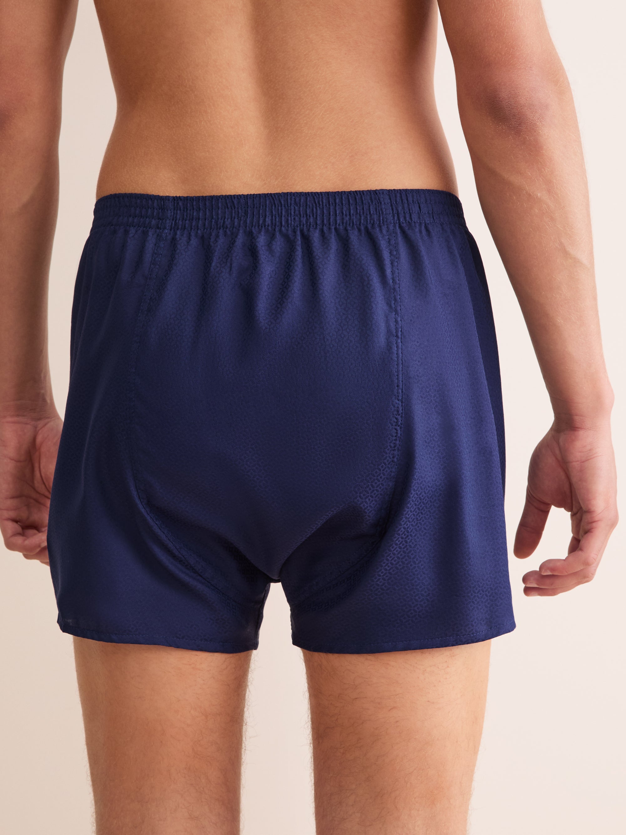 Men's Classic Fit Boxers Cotton Jacquard Navy Rose Star Pattern