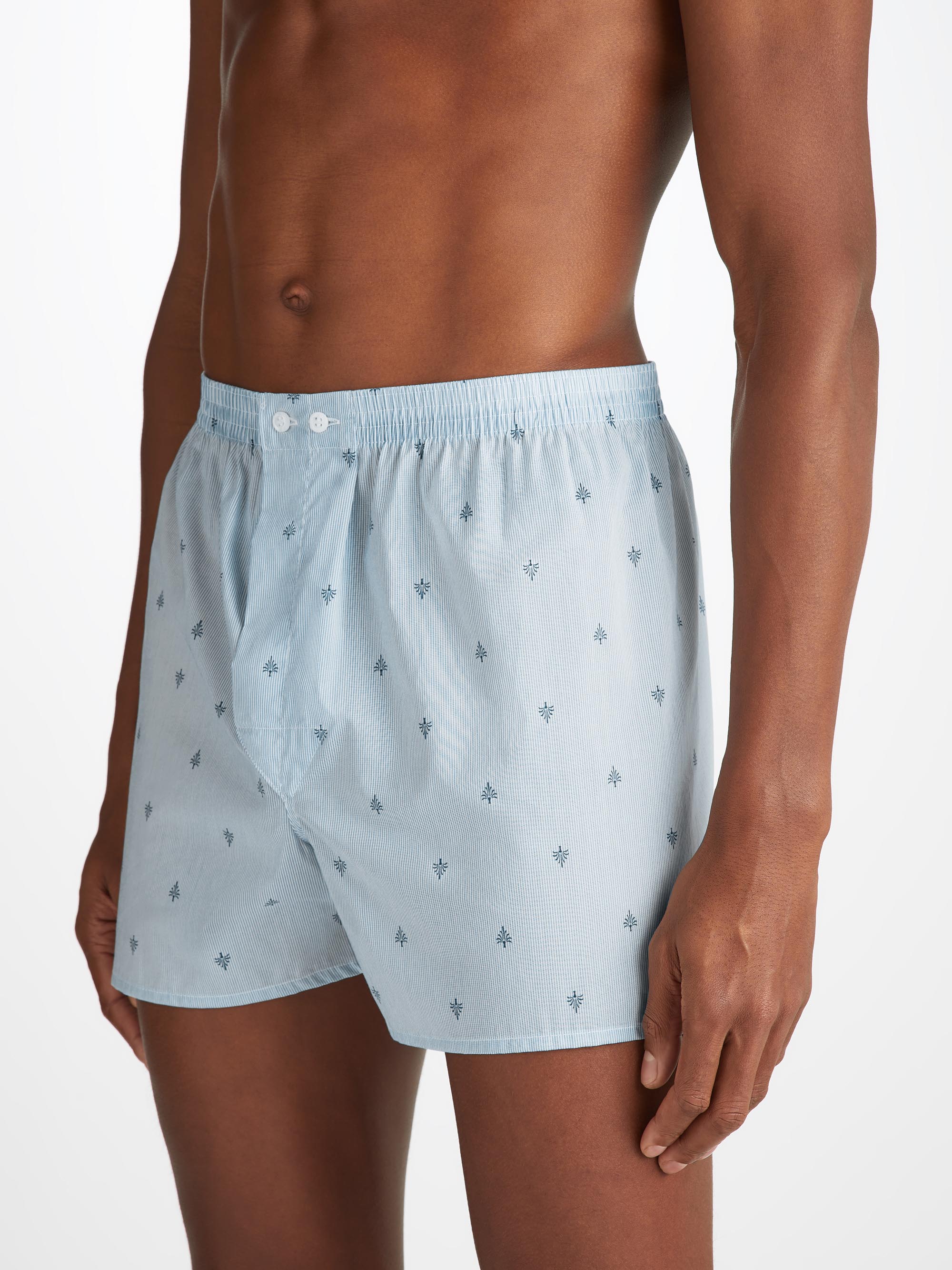 Men's Classic Fit Boxers Nelson 100 Cotton Batiste Blue