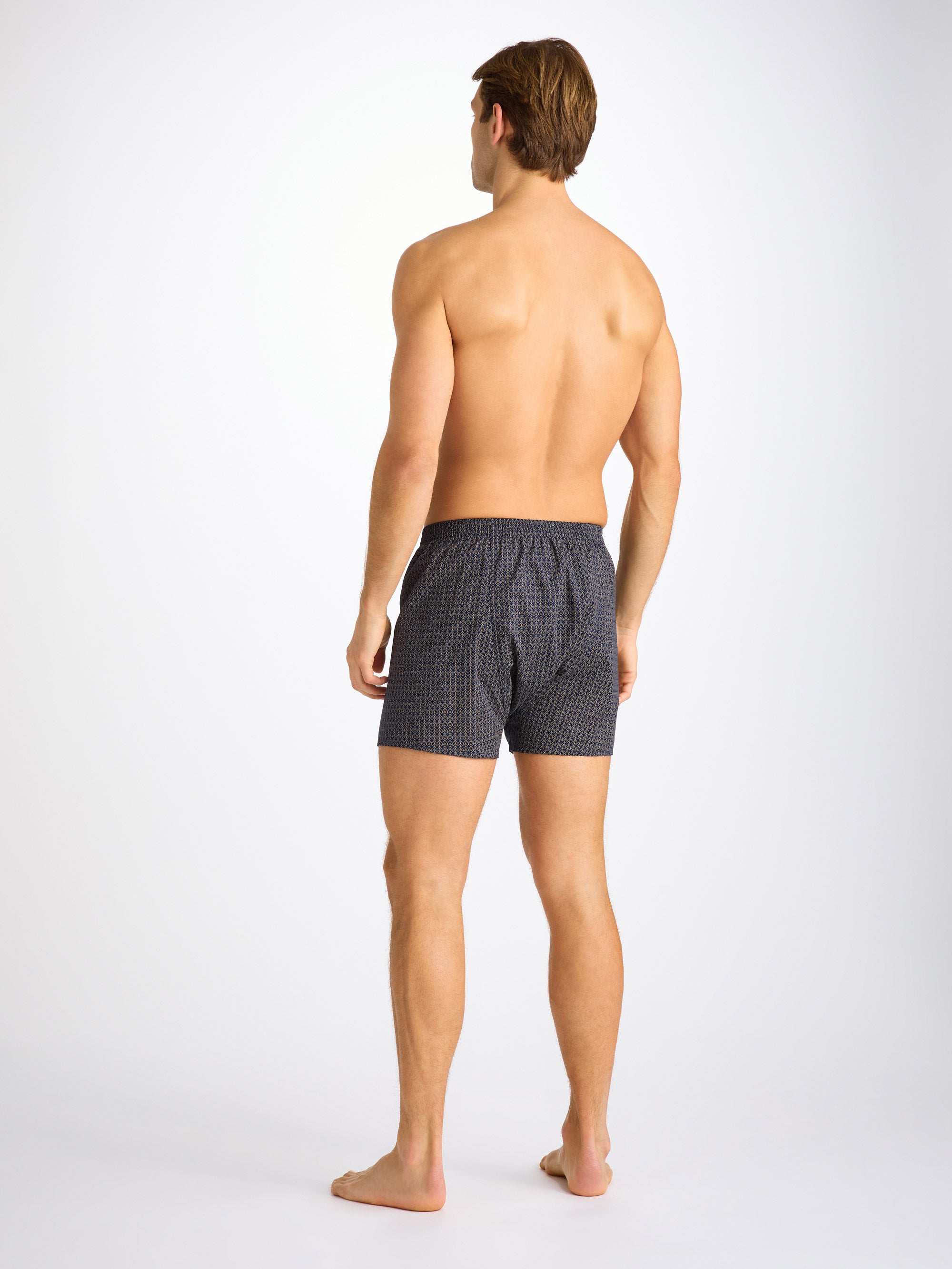 Men's Classic Fit Boxers Cotton Batiste Navy Jungle Leaf Print