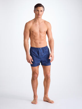 Men's Classic Fit Boxers Cotton Jacquard Navy Jungle Paisley Pattern