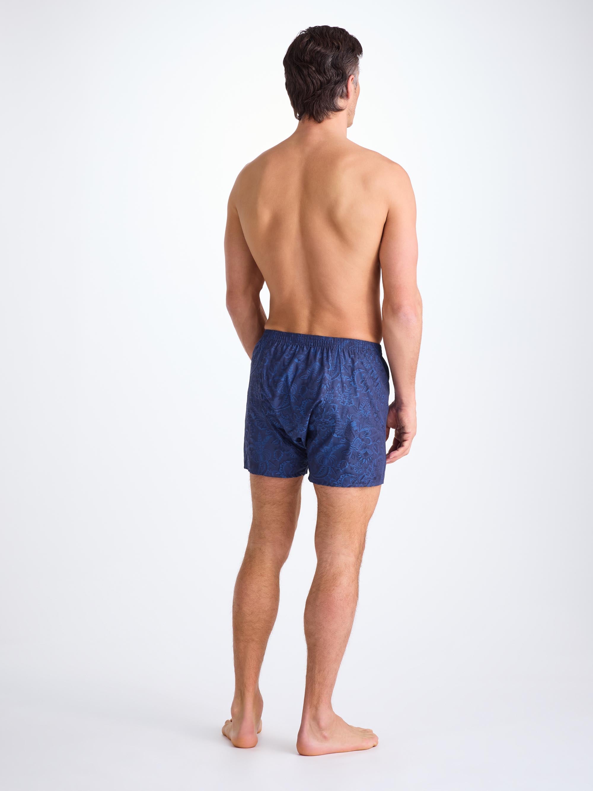 Men's Classic Fit Boxers Cotton Jacquard Navy Jungle Paisley Pattern