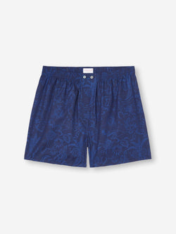Men's Classic Fit Boxers Cotton Jacquard Navy Jungle Paisley Pattern