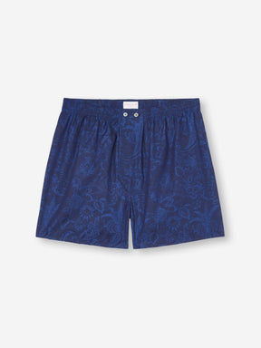 Men's Classic Fit Boxers Cotton Jacquard Navy Jungle Paisley Pattern