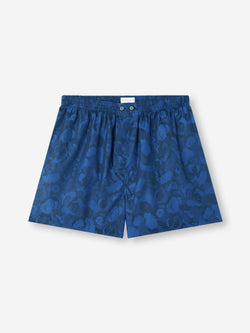 Men's Classic Fit Boxers Cotton Jacquard Navy Blue Camo Rose Weave