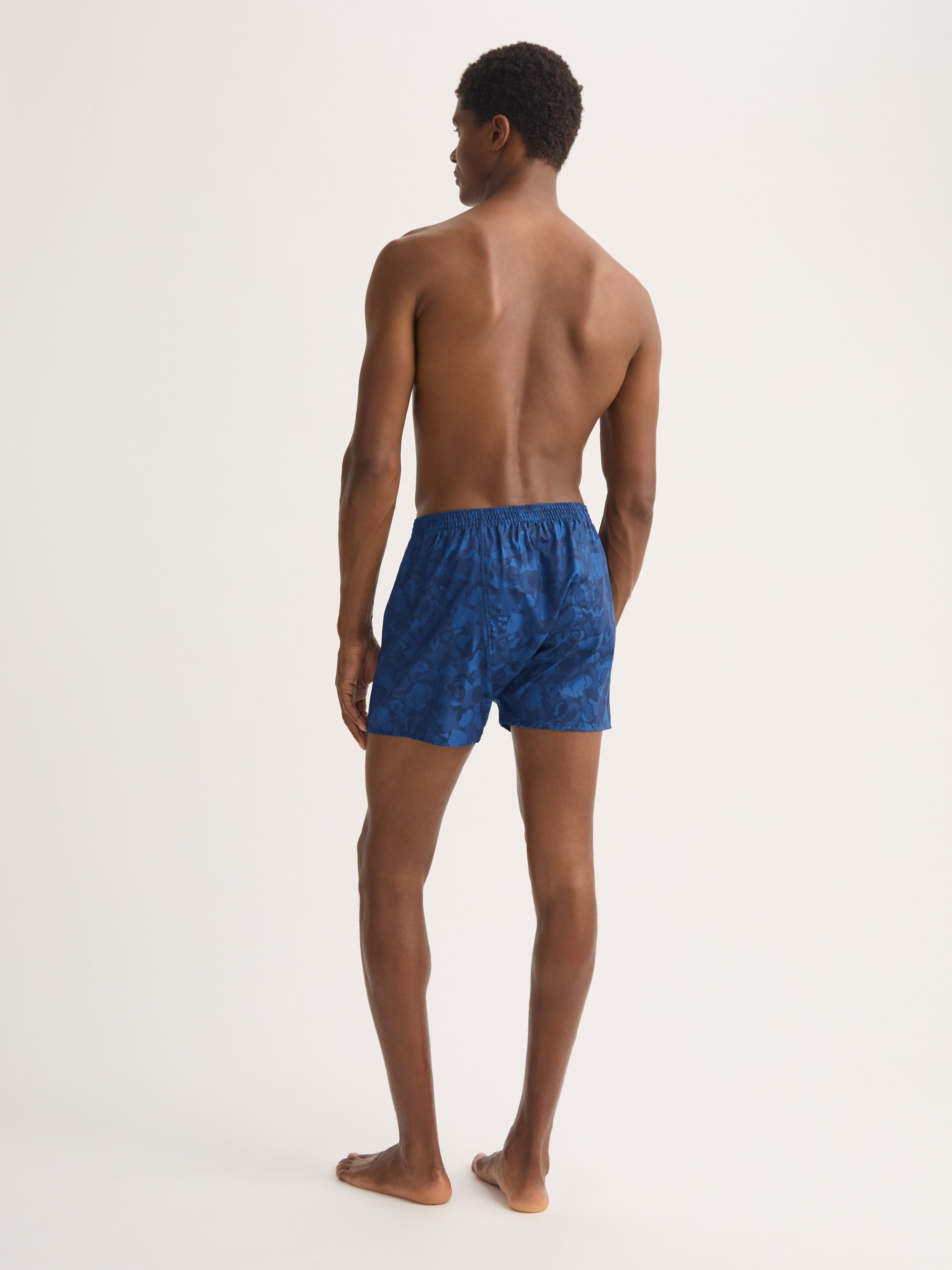 Men's Classic Fit Boxers Cotton Jacquard Navy Blue Camo Rose Weave