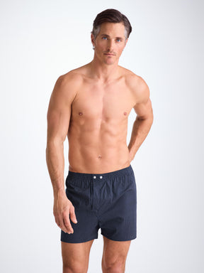 Men's Classic Fit Boxers Cotton Batiste Navy Pin Dot Print