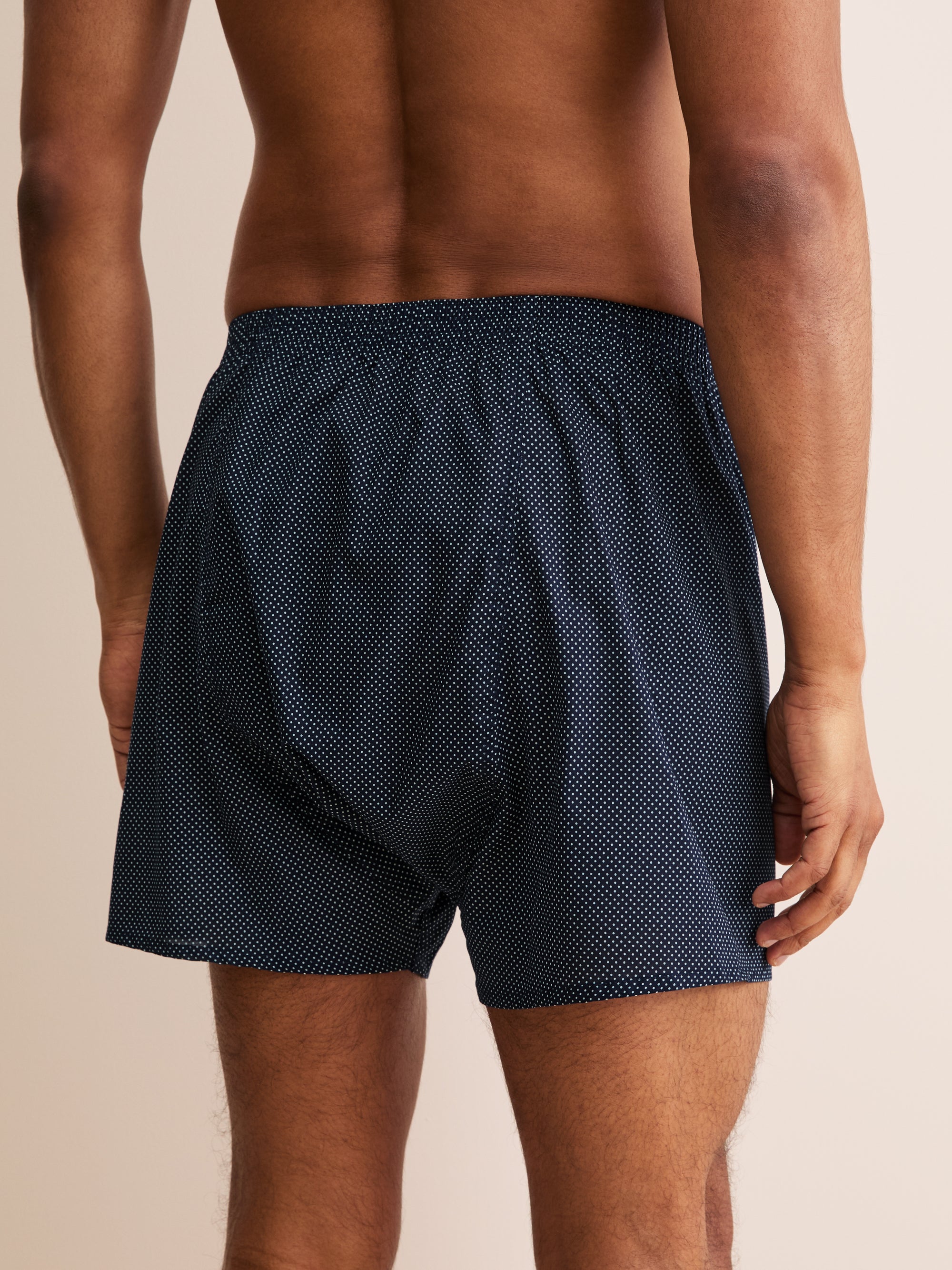 Men's Classic Fit Boxers Cotton Batiste Navy Pin Dot Print