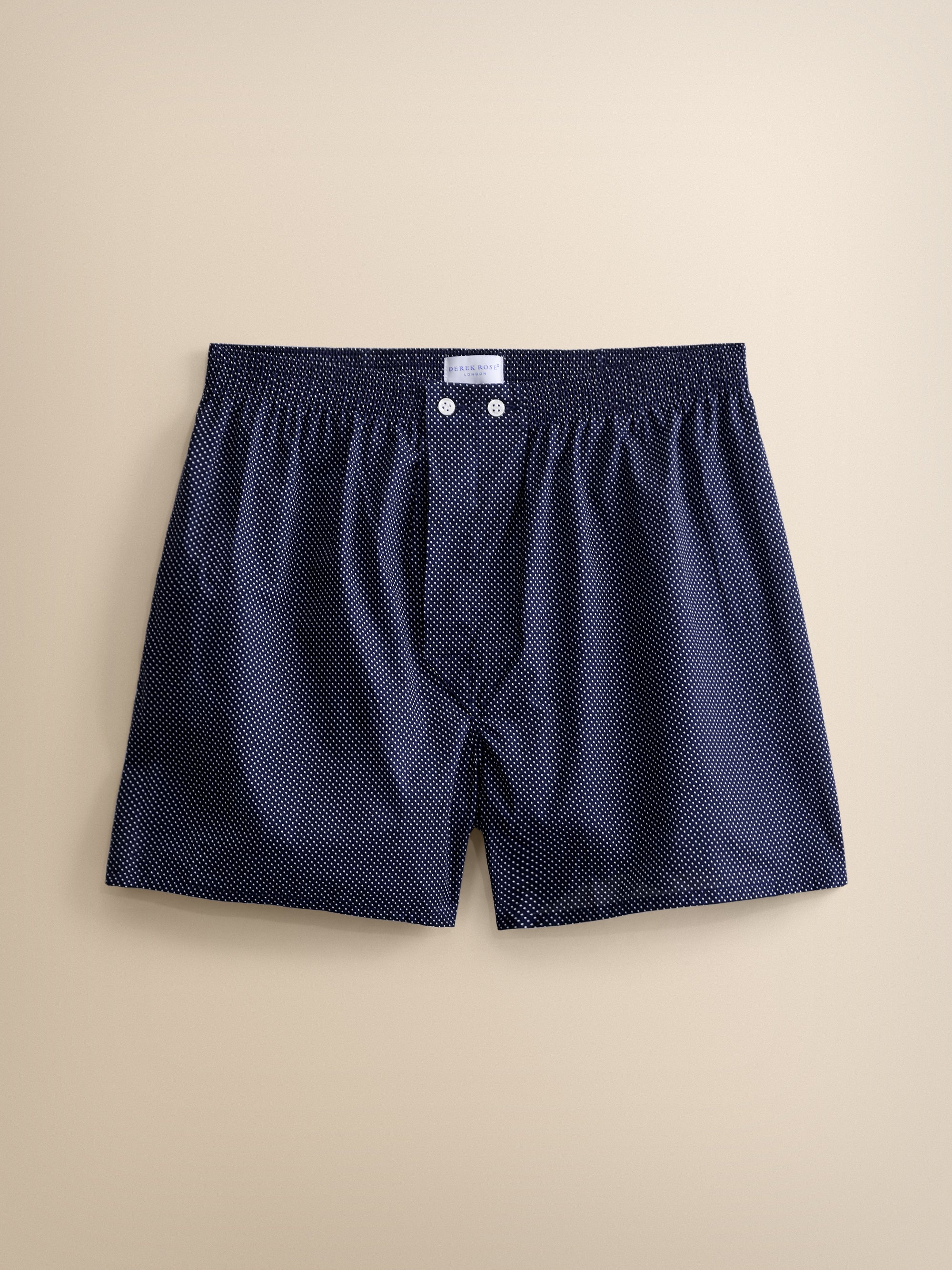 Plaza Cotton Batiste Classic Fit Boxers Navy Blue Pin Dot
