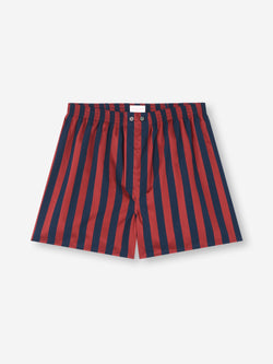 Men's Classic Fit Boxers Royal Cotton Navy Blue & Red Stripe