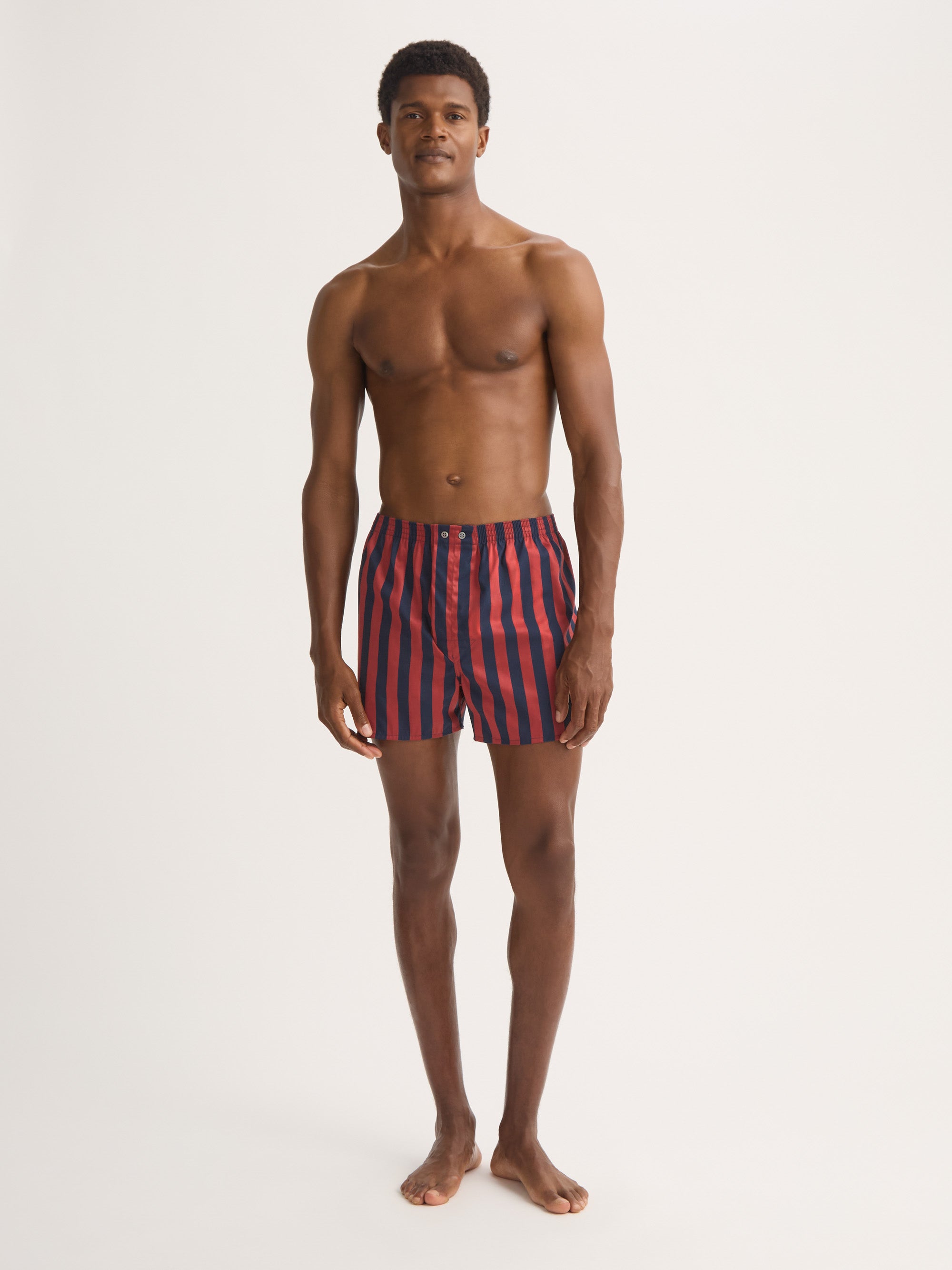Men's Classic Fit Boxers Royal Cotton Navy Blue & Red Stripe