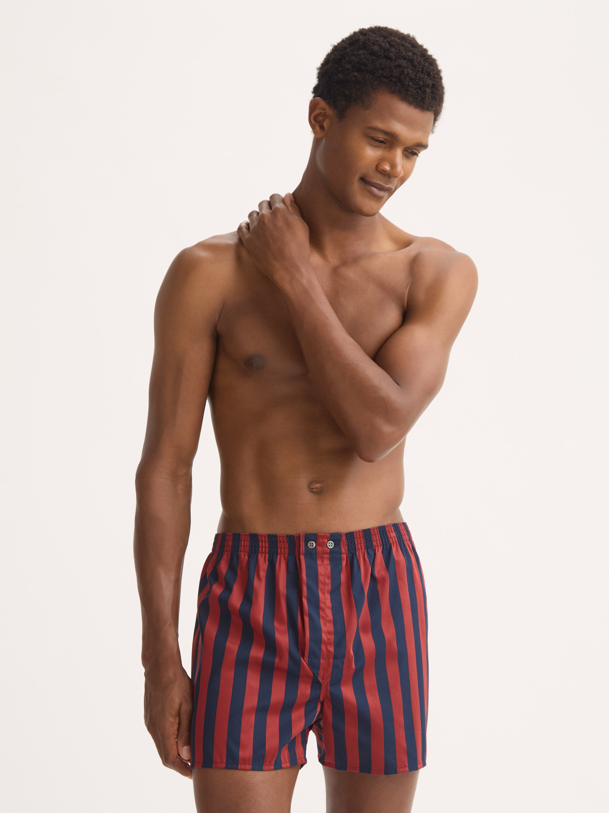 Men's Classic Fit Boxers Royal Cotton Navy Blue & Red Stripe