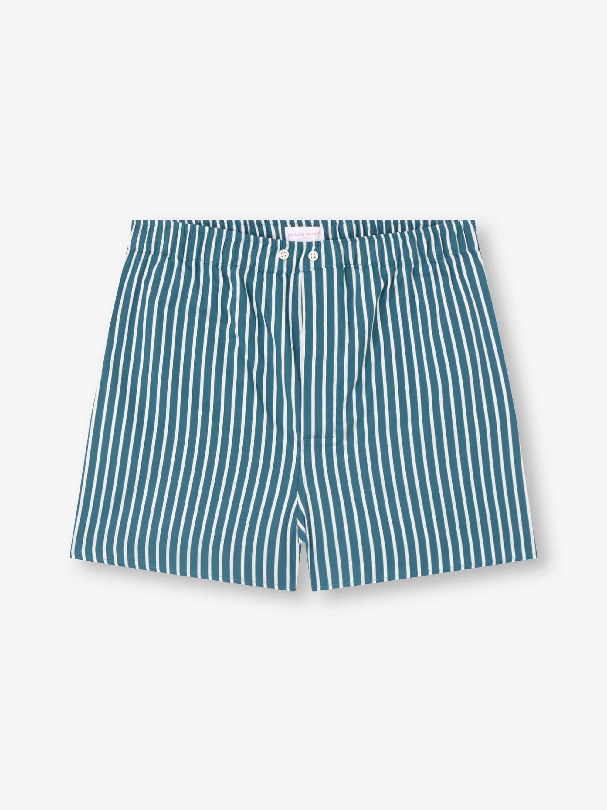 Men's Classic Fit Boxers Royal Cotton Teal & White Stripe