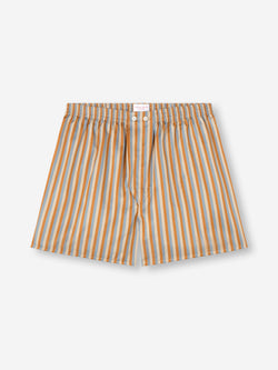 Men's Classic Fit Boxers Wellington Cotton Brown and Blue Multicolour Stripe
