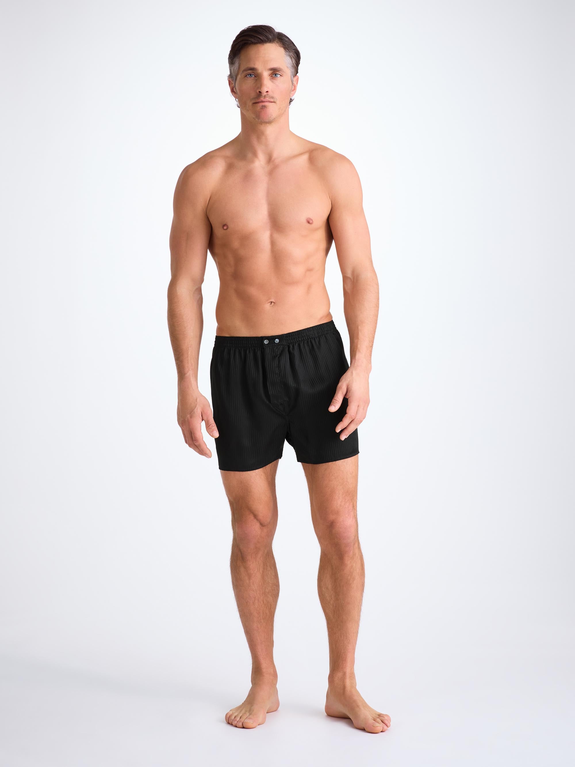 Men's Classic Fit Boxers Woburn Silk Satin Black