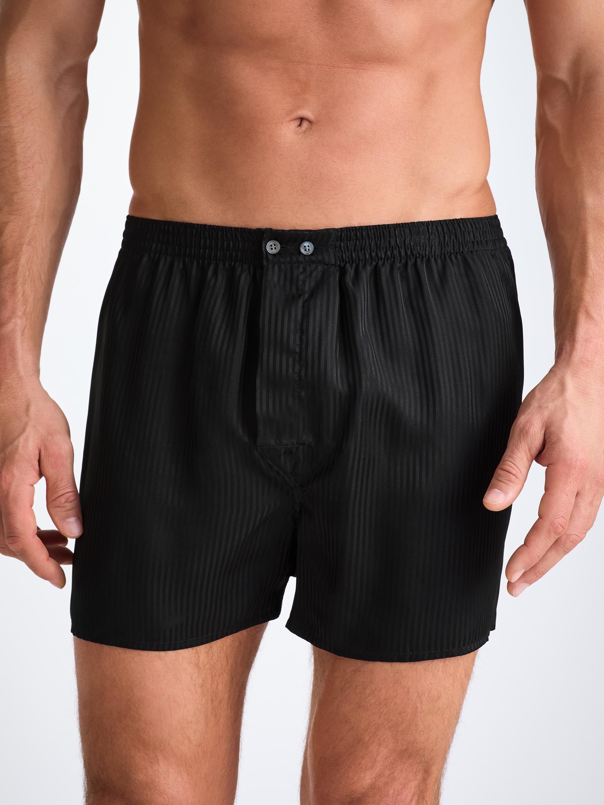 Men's Classic Fit Boxers Woburn Silk Satin Black