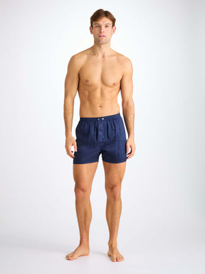 Men's Classic Fit Boxers Woburn Silk Satin Navy