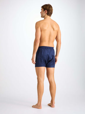 Men's Classic Fit Boxers Woburn Silk Satin Navy