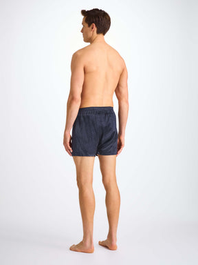 Men's Classic Fit Boxers Silk Satin Navy Micro Dot Print
