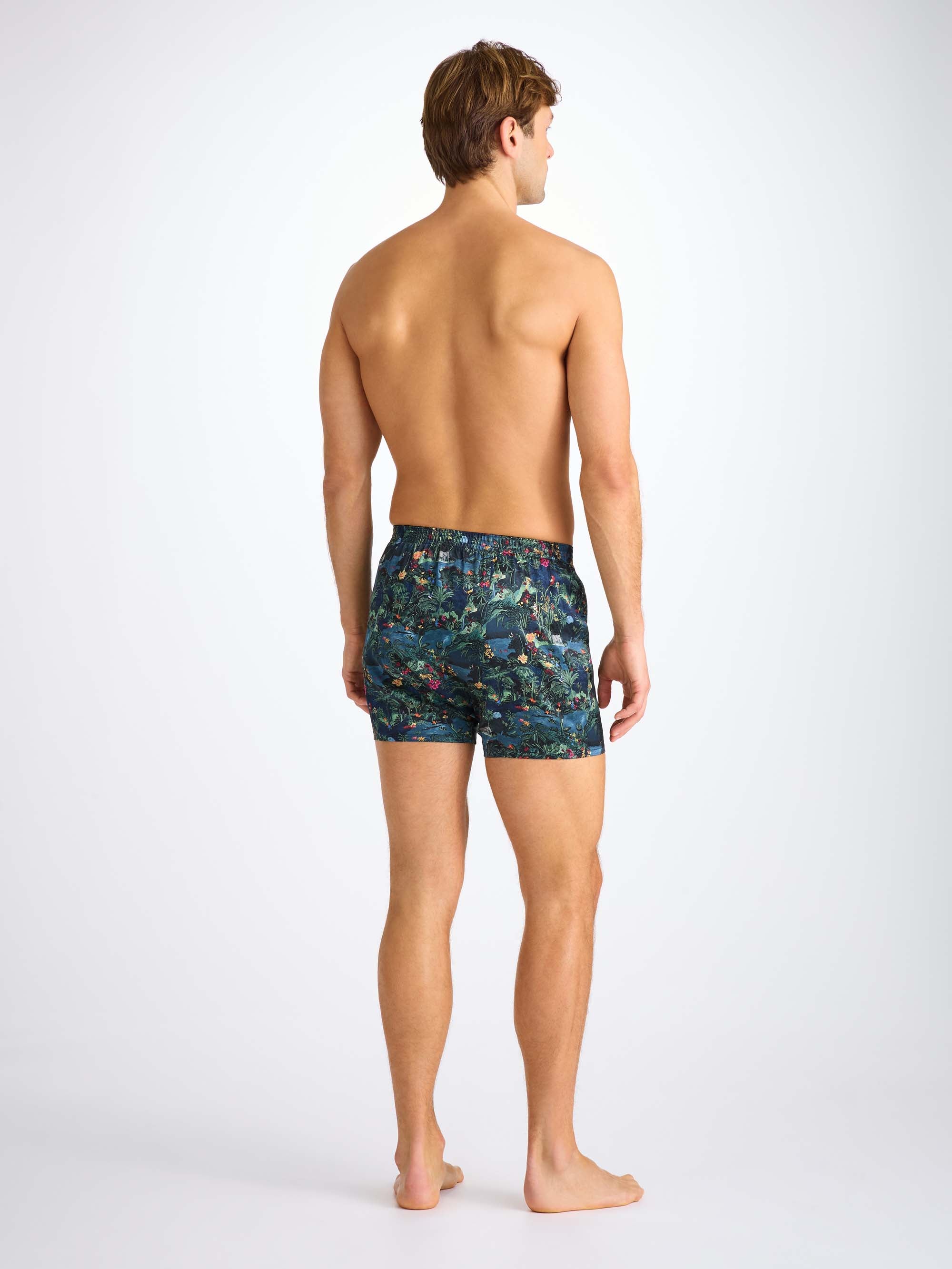 Men's Classic Fit Boxers Silk Satin Multi Midnight Jungle Print