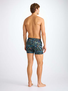 Men's Classic Fit Boxers Silk Satin Multi Midnight Jungle Print