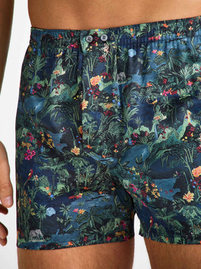 Men's Classic Fit Boxers Silk Satin Multi Midnight Jungle Print