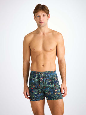 Men's Classic Fit Boxers Silk Satin Multi Midnight Jungle Print