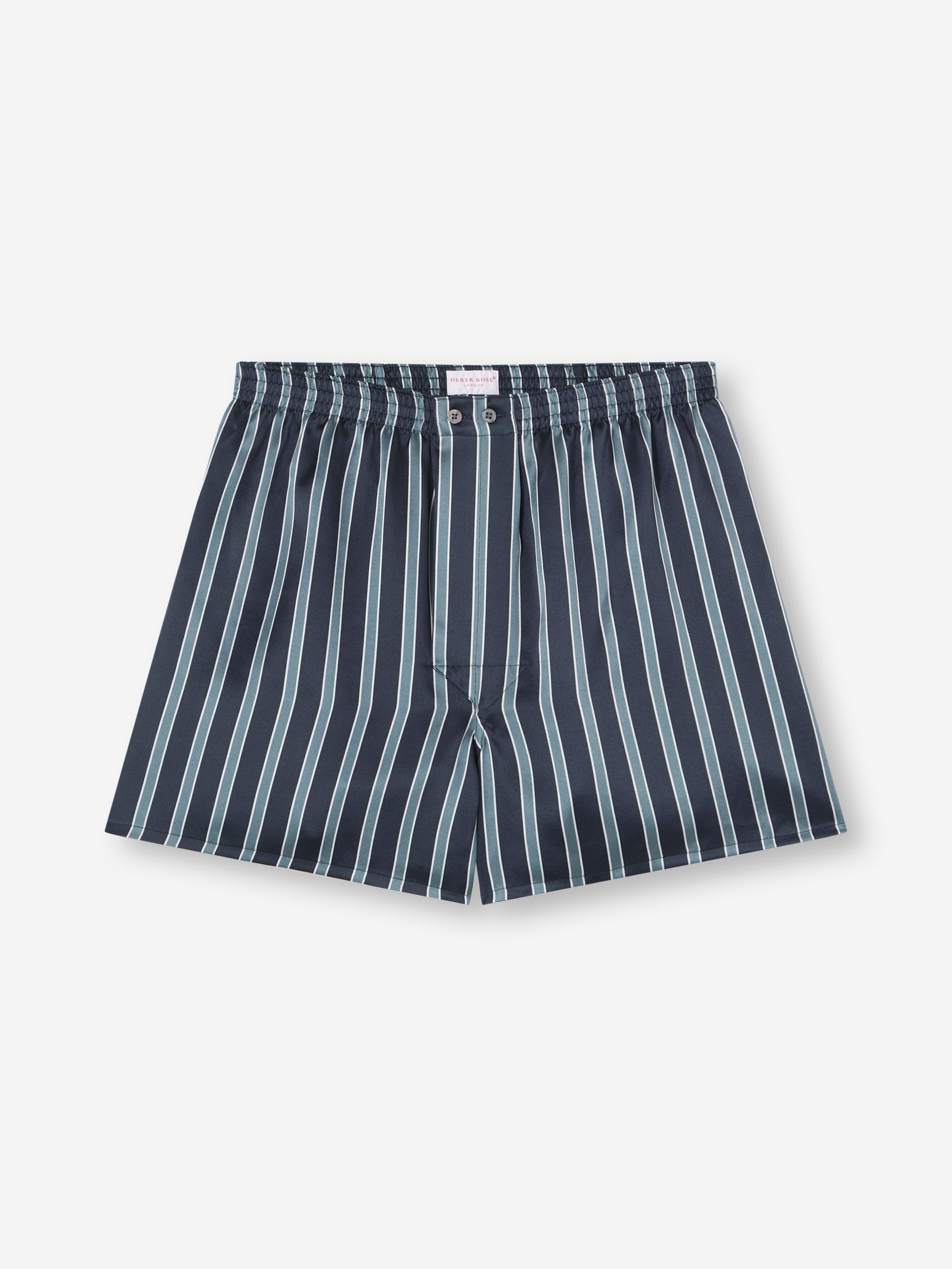 Men's Classic Fit Boxers Silk Navy Blue & Blue Stripe